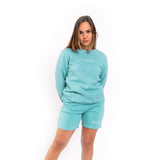 The Coral Sweatshirt - Teal Monstera